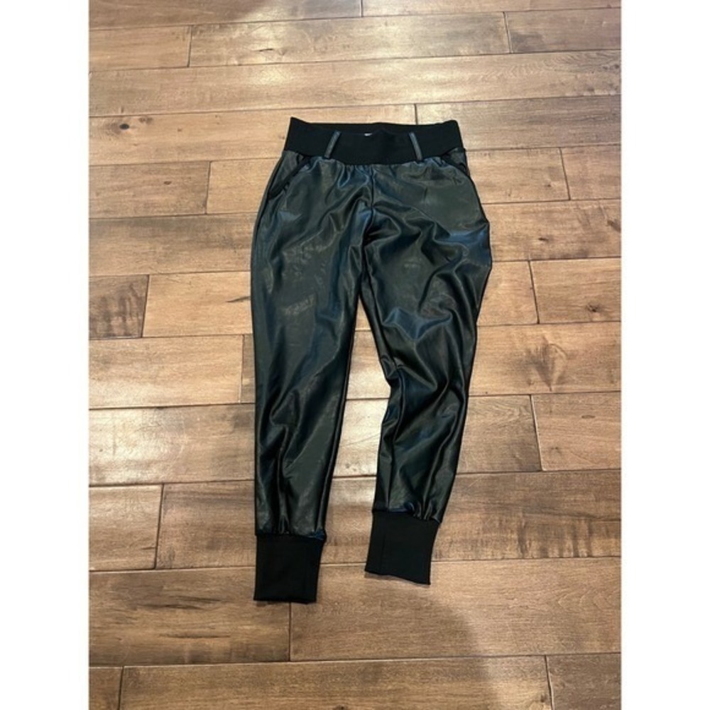 Rewash Faux Leather Joggers Elastic Waistband Casual Pants Black Size S